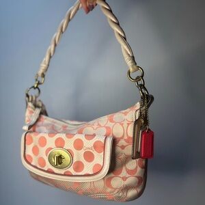 Coach limited edition Woven Leather 2-Way Shoulder Bag Coral Pink Y2K Signature